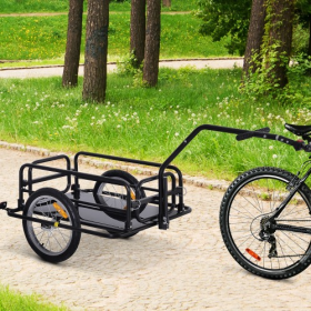 Aosom Bike Cargo Trailer, Bicycle Trailer, Heavy-Duty Bike Wagon Cart, Foldable Compact Storage, With Universal Hitch, 16 Wheels, 88 Lbs. Capacity, Bl