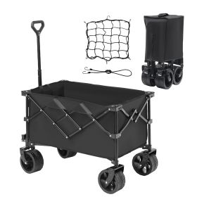 VEVOR Collapsible Folding Wagon, 220 L Beach Wagon Cart With All-Terrain Wheels, Heavy Duty Folding Wagon Cart Max 330 Lbs With Drink Holders, Sports