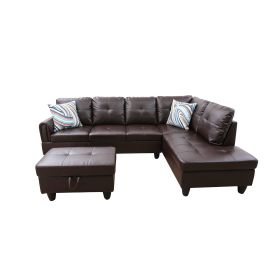 Brown Faux Leather Living Room Sofa