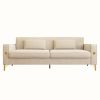 FX-P18-CW(sofa)Luxury Velvet Sofa with Gold Accents - Modern 3-Seat Couch with Plush Cushions, Perfect for Living Room and Office Decor