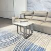 Rectangular end table with sintered stone top, Grey metal frame, for Bed Room, Living Room