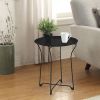 Atlantic Round Metal Tray End Side Table, Removable Tray Outdoor & Indoor Drink, Snack, Coffee Table