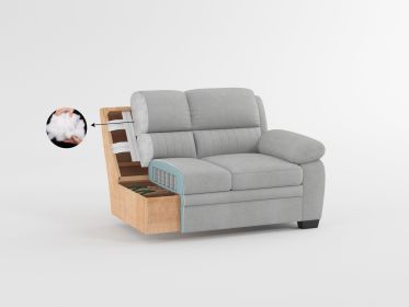 Modern Living Room 2pc Sofa Set Plush Comfortable Sofa Loveseat Set Dark Gray Textured Fabric Channel Tufting Solid Wood Furniture