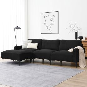 [VIDEO provided] [New] 103.5*59" Modern L-shaped Sectional Sofa, 4-seat Velvet Fabric Couch Set with Convertible Ottoman