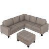 Sectional Corner Sofa L-shape Couch Space Saving with Storage Ottoman &amp; Cup Holders Design for Large Space Dorm Apartment