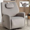 Grey Swivel and Rocker Power Recliner Chair with Lumbar and Neck Support Pillow, Max Swivel Degree 270°