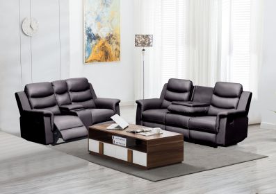 Reclining Loveseat with Middle Console Slipcover, Stretch Loveseat Reclining Sofa Covers (BLACK, 2 +3 Seat Recliner Cover with Console)
