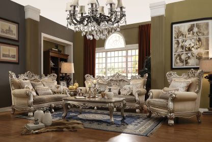 ACME Ranita Chair & 3 Pillows in Fabric & Champagne 51042