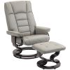 HOMCOM Recliner with Ottoman, Swivel Recliner Chair and Ottoman, Faux Leather Reclining Chair with High Back and Wood Frame for Living Room, Bedroom