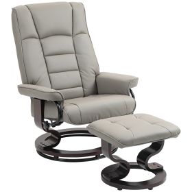 HOMCOM Recliner with Ottoman, Swivel Recliner Chair and Ottoman, Faux Leather Reclining Chair with High Back and Wood Frame for Living Room, Bedroom
