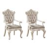 Rose Gold and Pearl White Tufted Arm Chair (Set of 2)