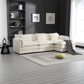 Modern Large boucle Fabric L-Shape Sectional Sofa