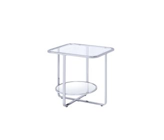 ACME Hollo End Table, Chrome & Glass 83932