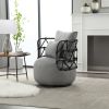 COOLMORE Upholstered Tufted Living Room Chair Textured Linen Fabric Accent Chair with Metal Stand