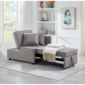 Chair Bed 4 in 1 Convertible Recliner Couch Sleeper Sofa Bed w/Sturdy Wood Frame for Living Room, Bedroom, Small Space Polyester Upholstery Beige Grey
