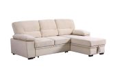 Kipling 97.5" Beige Velvet Fabric Reversible Sleeper Sectional Sofa Chaise