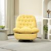 360° Swivel Recliner Adjustable Chair Chenille Glider Swivel Reclining Sofa Chair with Black Metal Round Base - Yellow