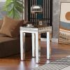 [VIDEO provided] ON-TREND Fashionable Modern Glass Mirrored Side Table, Easy Assembly End Table with Crystal Design and Adjustable Height Legs, Silver