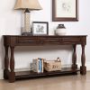 63inch Long Wood Console Table with 3 Drawers and 1 Bottom Shelf for Entryway Hallway Easy Assembly Extra-thick Sofa Table( Light Espresso)