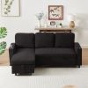 FX78.7" Comfortable Corduroy L-Shaped Combo Sofa Bed, Living Room Furniture Set for Tight Spaces, Reversible Sleeper Combo Sofa with Pullout Bed