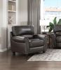Traditional Living Room Furniture 3pc Sofa Set Dark Brown Leather Sofa Loveseat Chair Comfortable Plush Seating Rolled Arms Nailhead Trim Classic Desi