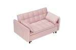 Modern velvet sofa, sofa pull-out bed, small love seat casual sofa with back, with pillow, pockets, living room furniture