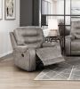 Grayish Brown Modern Reclining Sofa Set 3pc Sofa Loveseat Chair Plush Seating, Polished Microfiber Upholstery Solid Wood Frame Living Room Furniture
