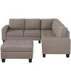 Sectional Corner Sofa L-shape Couch Space Saving with Storage Ottoman &amp; Cup Holders Design for Large Space Dorm Apartment