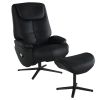 Black Motion Swivel Accent Chair with Ottoman