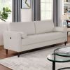 Contemporary Style Off-White 1pc Sofa Leatherette Upholstered w USB Bench Style Seating Bolster Pillows