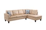 Beige Flannel Living Room Sofa Set