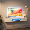 Floating TV Stand Wall Mounted with 20 Color LEDs,63" Modern TV Stand,Floating TV Cabinet Entertainment Center for 55 60 65 Inch TV,White