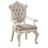Rose Gold and Pearl White Tufted Arm Chair (Set of 2)