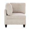 Modern Living Room Furniture Beige Corner Seat with Storage Corduroy Fabric Upholstery 1pc Modular piece
