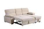 Kipling 97.5" Beige Velvet Fabric Reversible Sleeper Sectional Sofa Chaise