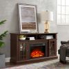 Classic TV Media Stand Modern Entertainment Console with 23" Fireplace Insert for TV Up to 65" with Open and Closed Storage Space, Espresso