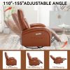 Yellow Brown Genuine Leather Swivel and Rocker Power Recliner Chair with Lumbar Support, Max Swivel Degree 270°