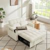 Cream White Velvet Loveseat Sofa Bed