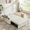 Cream White Velvet Loveseat Sofa Bed