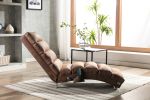 COOLMORE Linen Massage Chaise Lounge Indoor with Remote Control,Ergonomic Electric Massage Long Lounger with 5 Modes for Office, Living Room