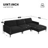 [VIDEO provided] [New] 103.5*59" Modern L-shaped Sectional Sofa, 4-seat Velvet Fabric Couch Set with Convertible Ottoman