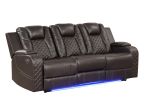 Benz LED & Power Recliner 3 PC Made With Faux Leather in Brown