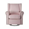 Pink Rolled Arms Swivel Chair with Nailhead Accent