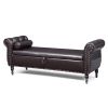 63" PU Upholstered End of Bed Bench Flip Top Entryway Ottoman with Safety Hinge Storage Rectangular Sofa Stool Buttons Tufted Nailhead Trimmed Solid W