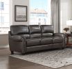 Traditional Living Room Furniture 2pc Sofa Set Dark Brown Leather Sofa Loveseat Comfortable Plush Seating Rolled Arms Nailhead Trim Classic Design