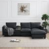 [VIDEO provided][New]109*57"Modern Sectional Cloud Sofa with Console,USB Charging Port,Reading Light,Cup Holder,4 Seat Chenille Modular Couch