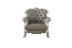 ACME Dresden Chair w/1 Pillow, Vintage Bone White & PU 58177