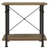 Vintage Industrial 1pc End Table with Lower Shelf Rustic Poplar Finish Solid Wood and Metal Living Room Furniture Modern Design