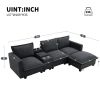 [VIDEO provided][New]109*57"Modern Sectional Cloud Sofa with Console,USB Charging Port,Reading Light,Cup Holder,4 Seat Chenille Modular Couch