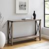 Modern Farmhouse Metal-X Entry Table with Lower Shelf - Grey Wash